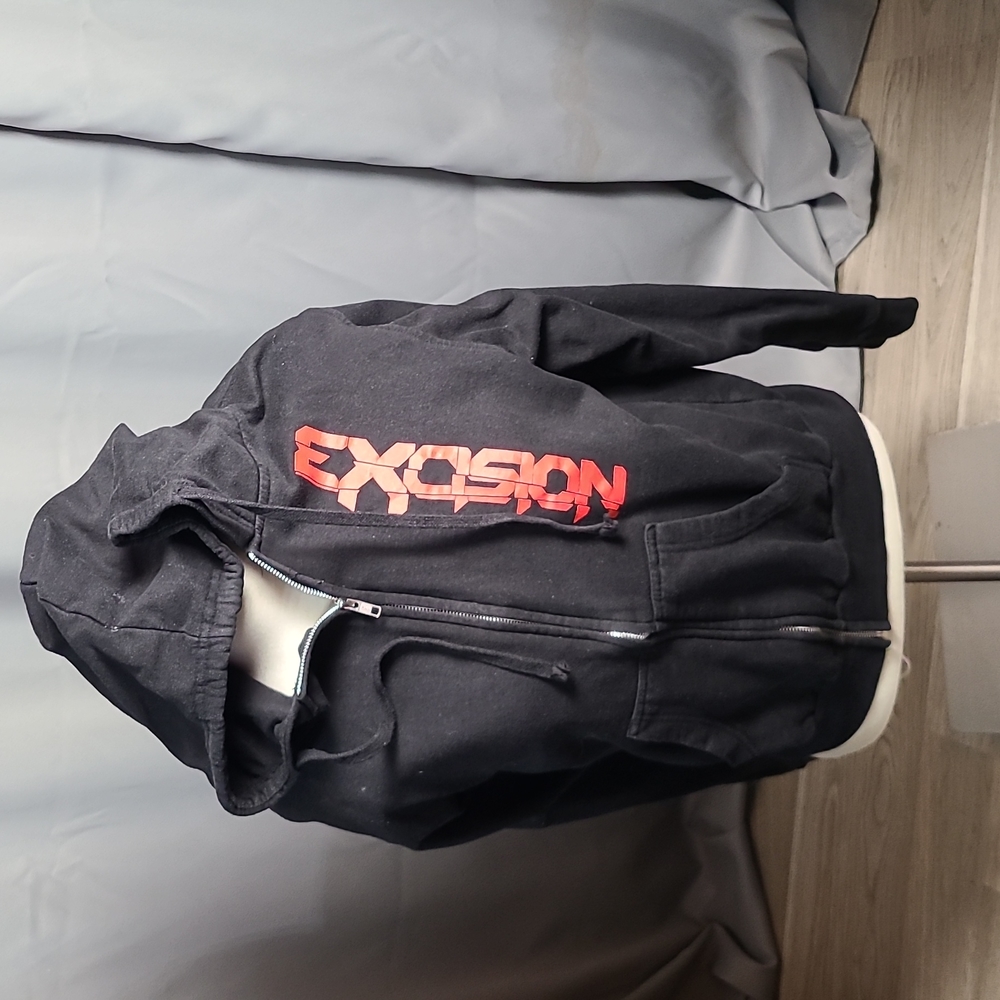 Excision Red and Black Zip Up Hoodie